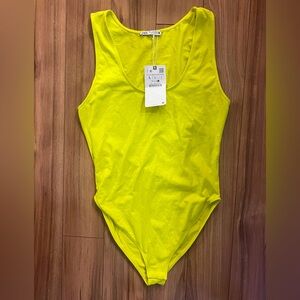 NWT* ZARA Neon Lime Halter Tank Bodysuit